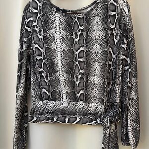 I.N. Studio Black and White Snake Print Blouse